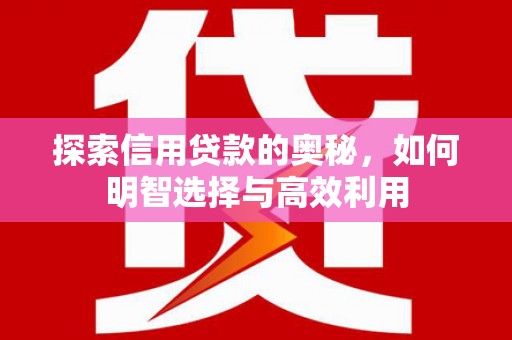 富阳探索信用贷款的奥秘，如何明智选择与高效利用